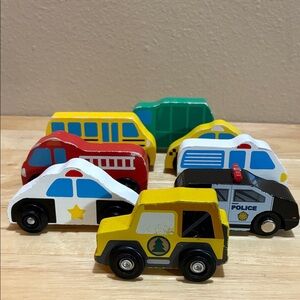 Wooden cars lot of 8 community helper vehicles